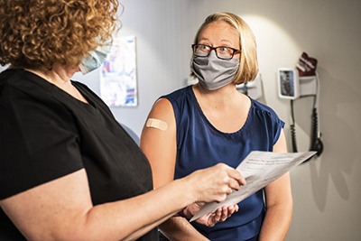 Woman getting a shot