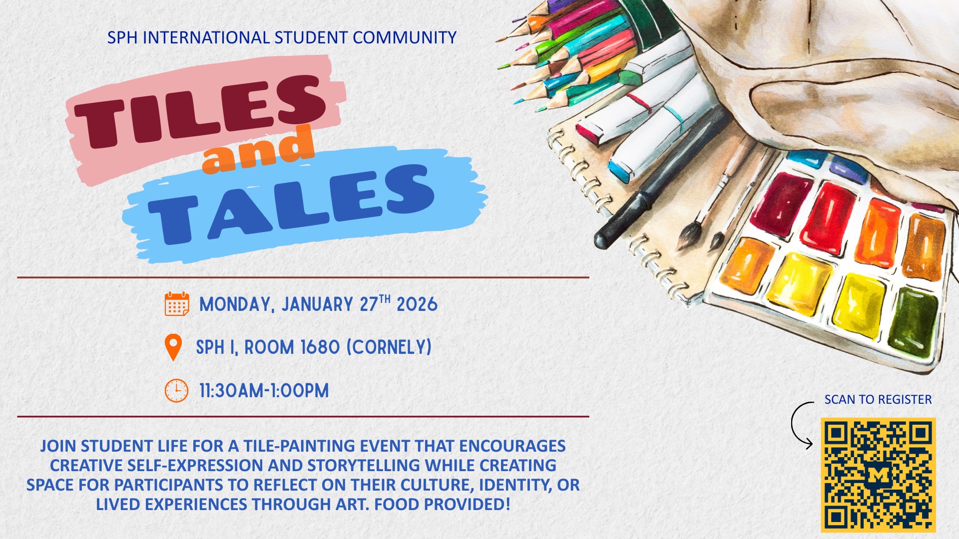 Event Flyer for Tiles & Tales: SPH International Student Community