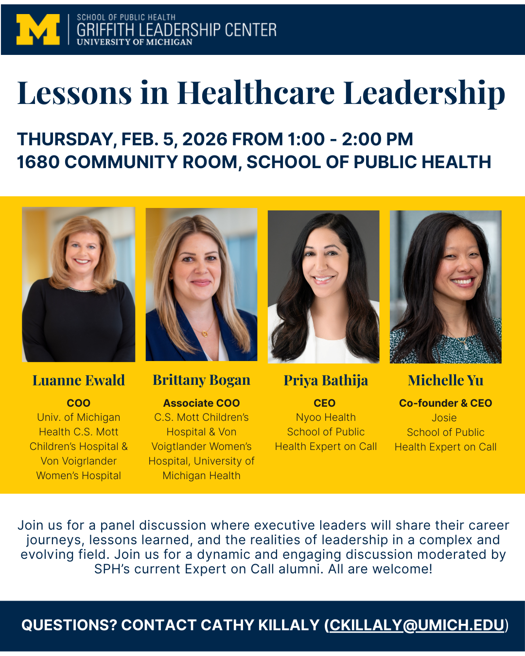 Event Flyer for Lessons in Healthcare Leadership