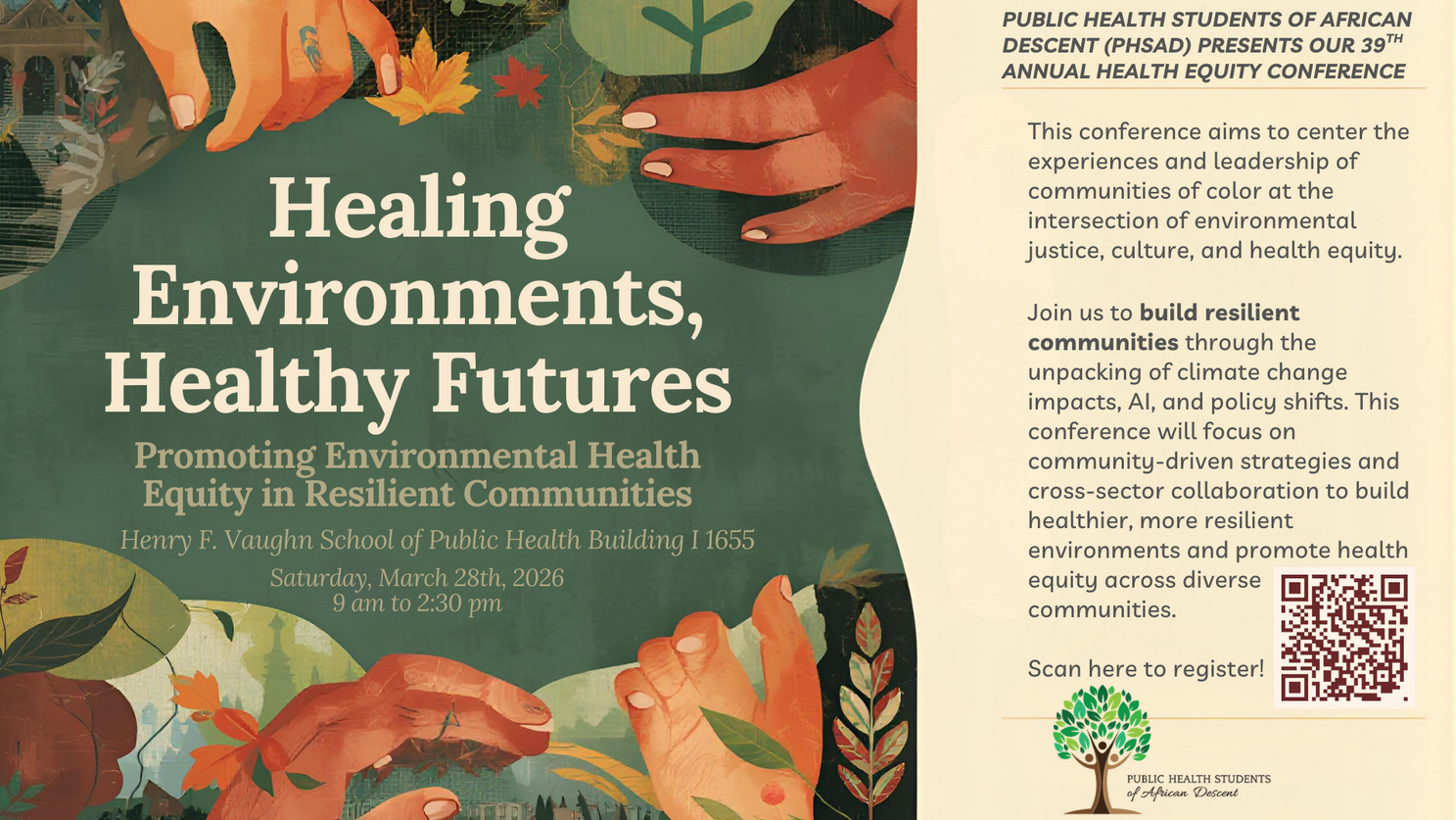 Event Flyer for Healing Environments, Healthy Futures: Promoting Environmental Health Equity in Resilient Communities