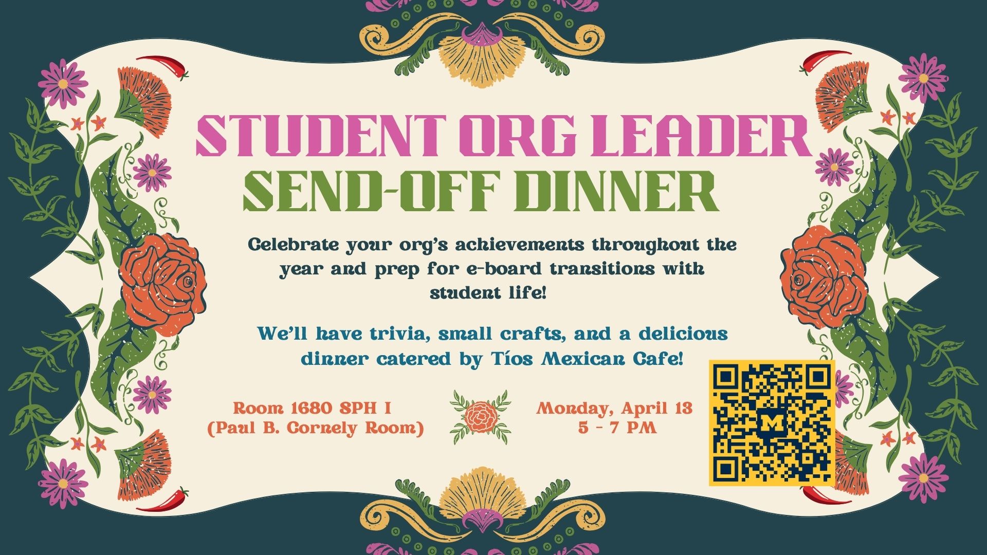 Event Flyer for Student Org Leader Send-Off Dinner
