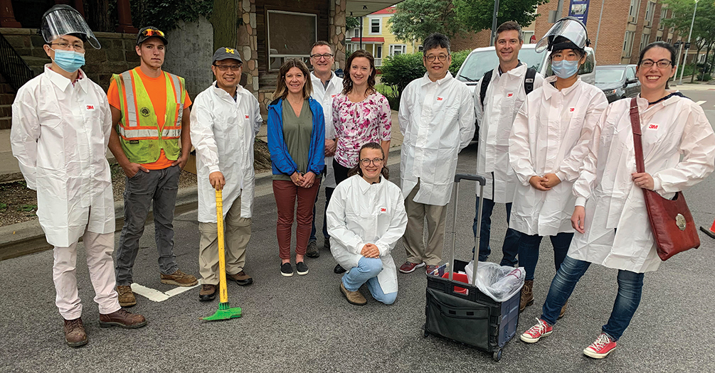 Researchers in the field monitoring wastewater 