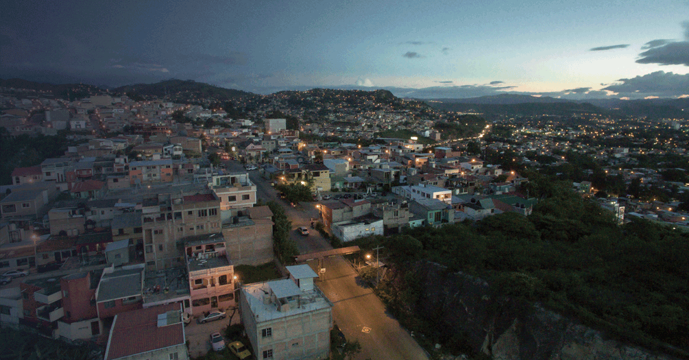 A gif photograph of Tegucigalpa, Honduras, at night that sparkles.