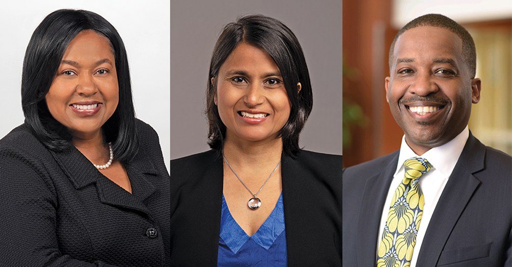 Head shots of Denise Brook-Williams, Richa Gupta and Bill Manns 