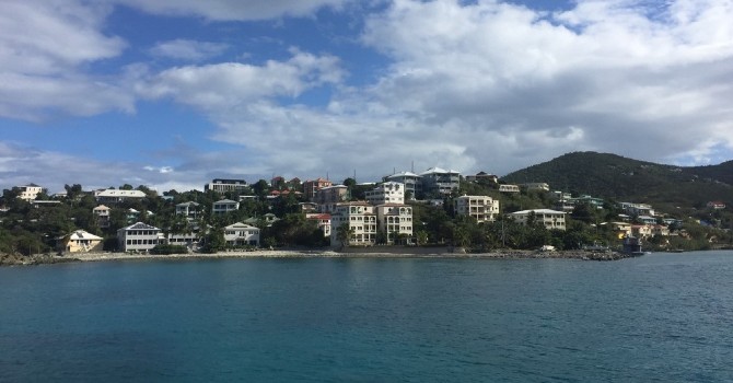 view of town from the water