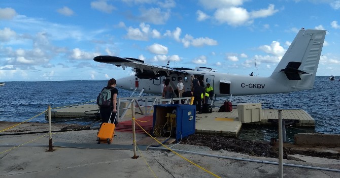 Boarding the seaplane