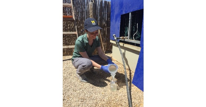 Marie working with water