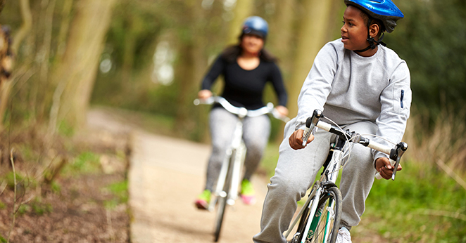 Boy riding a bike