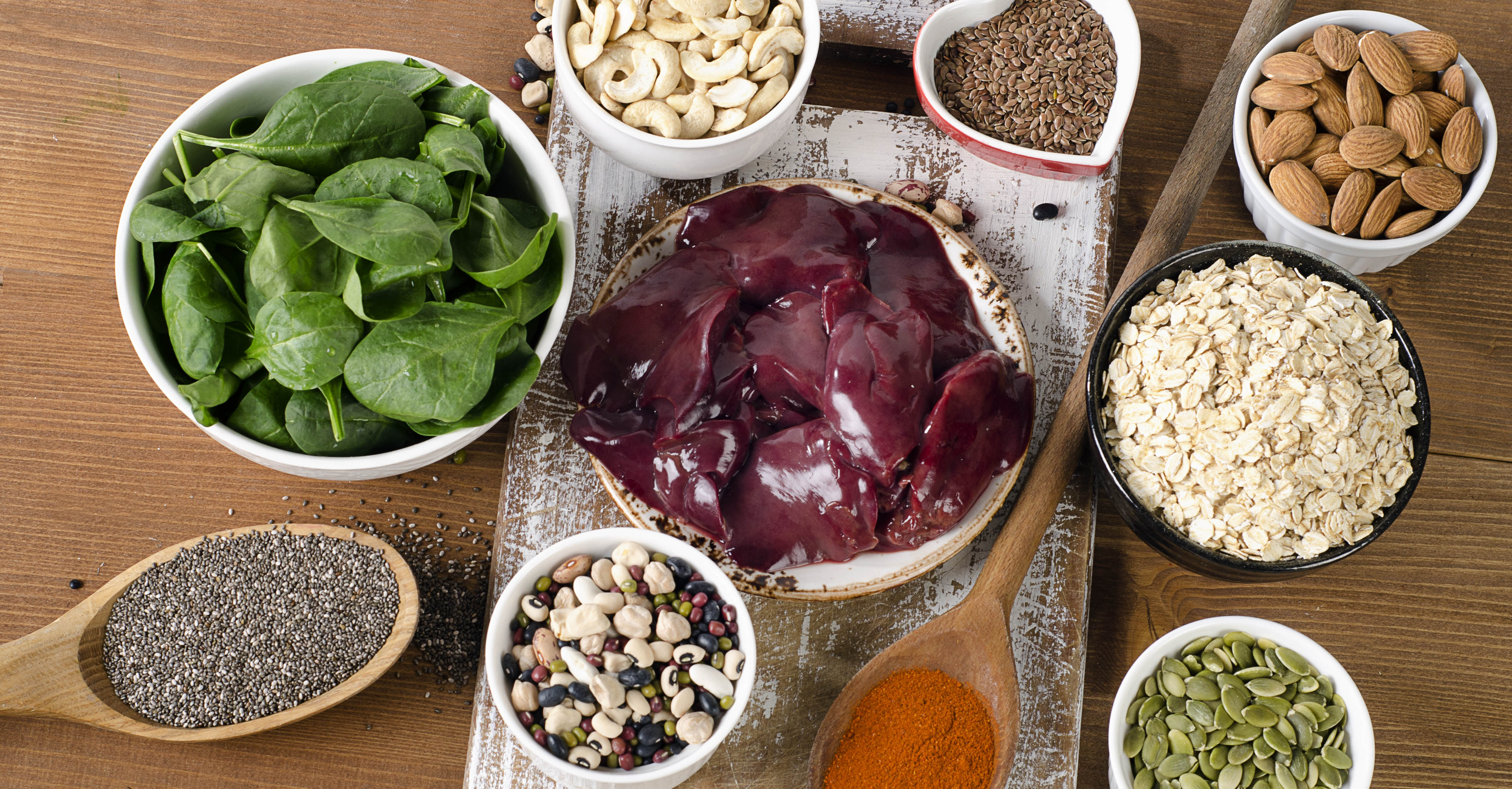 Manganese-rich foods on a table.