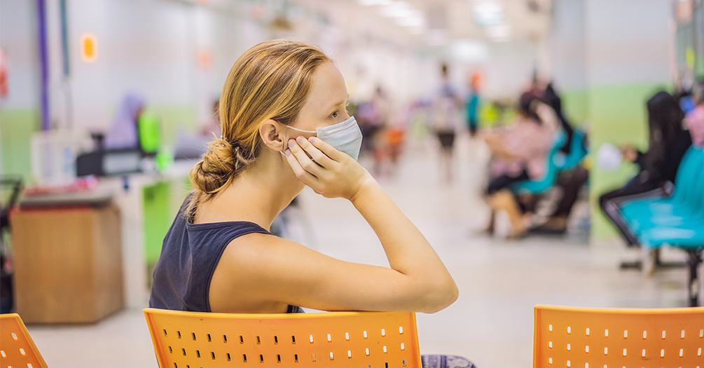 woman in medical waiting room